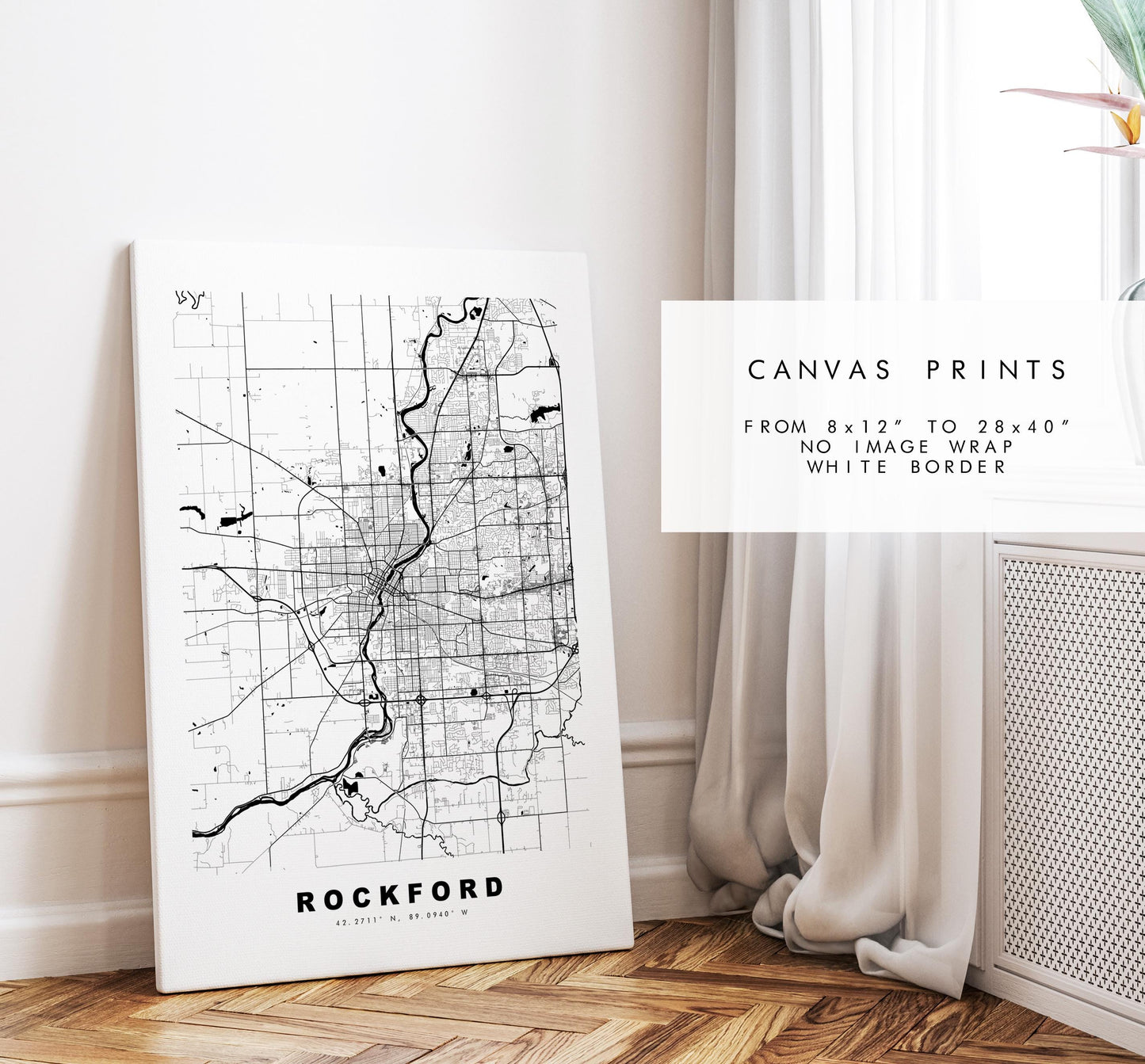 Rockford Map Print - City Map Poster - Map Art - USA City Maps - Rockford Print - Rockford Poster - Minimalist City Map - Illinois