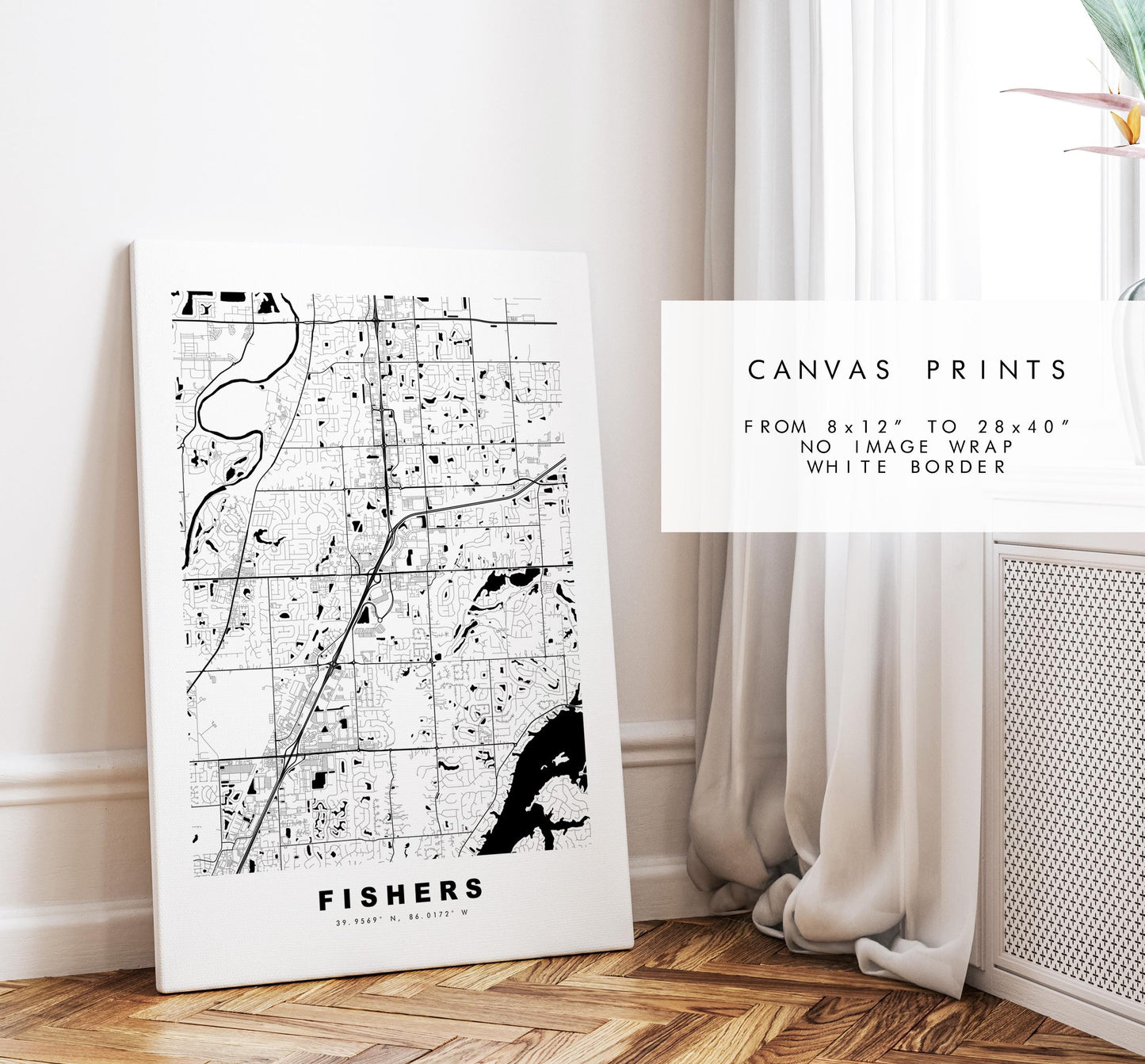 Fishers Map Print - City Map Poster - Map Art - USA City Maps - Fishers Print - Fishers Poster - Minimalist City Map - Indiana