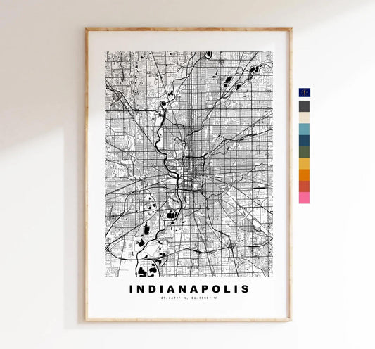 Indianapolis Map Print - City Map Poster - Map Art - USA City Maps - Indianapolis Print - Poster - Minimalist City Map - Indiana