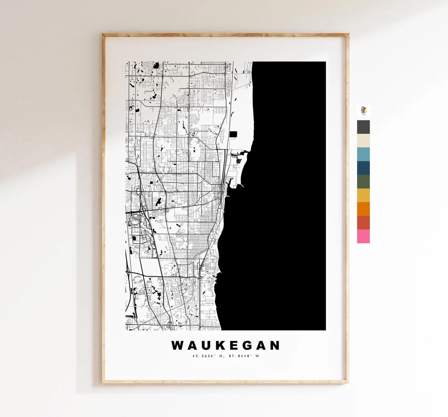 Waukegan Map Print - City Map Poster - Map Art - USA City Maps - Waukegan Print - Waukegan Poster - Minimalist City Map - Illinois