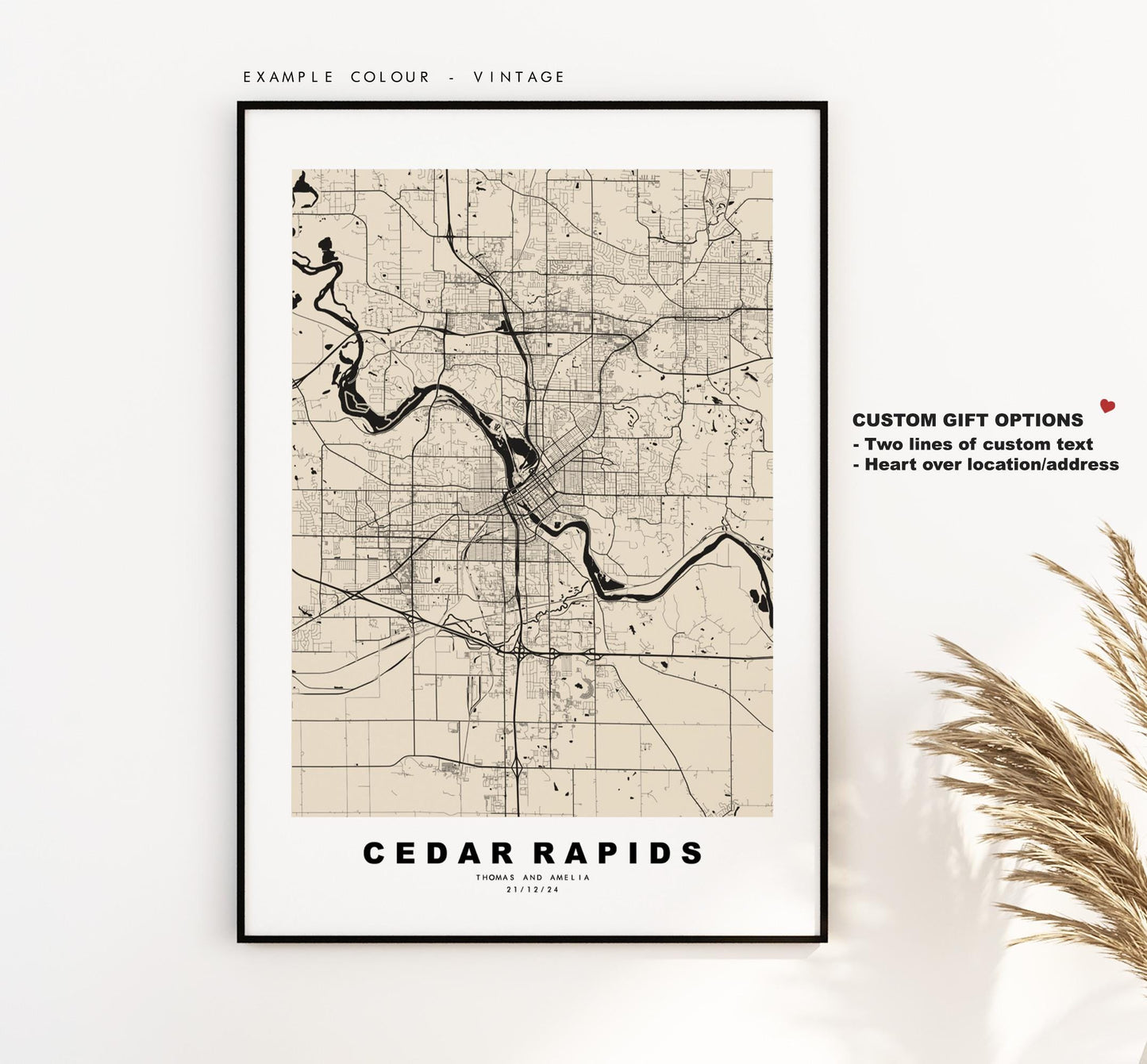 Cedar Rapids Map Print - City Map Poster - Map Art - USA City Maps - Cedar Rapids Print - Cedar Rapids Poster - Minimalist City Map - Iowa