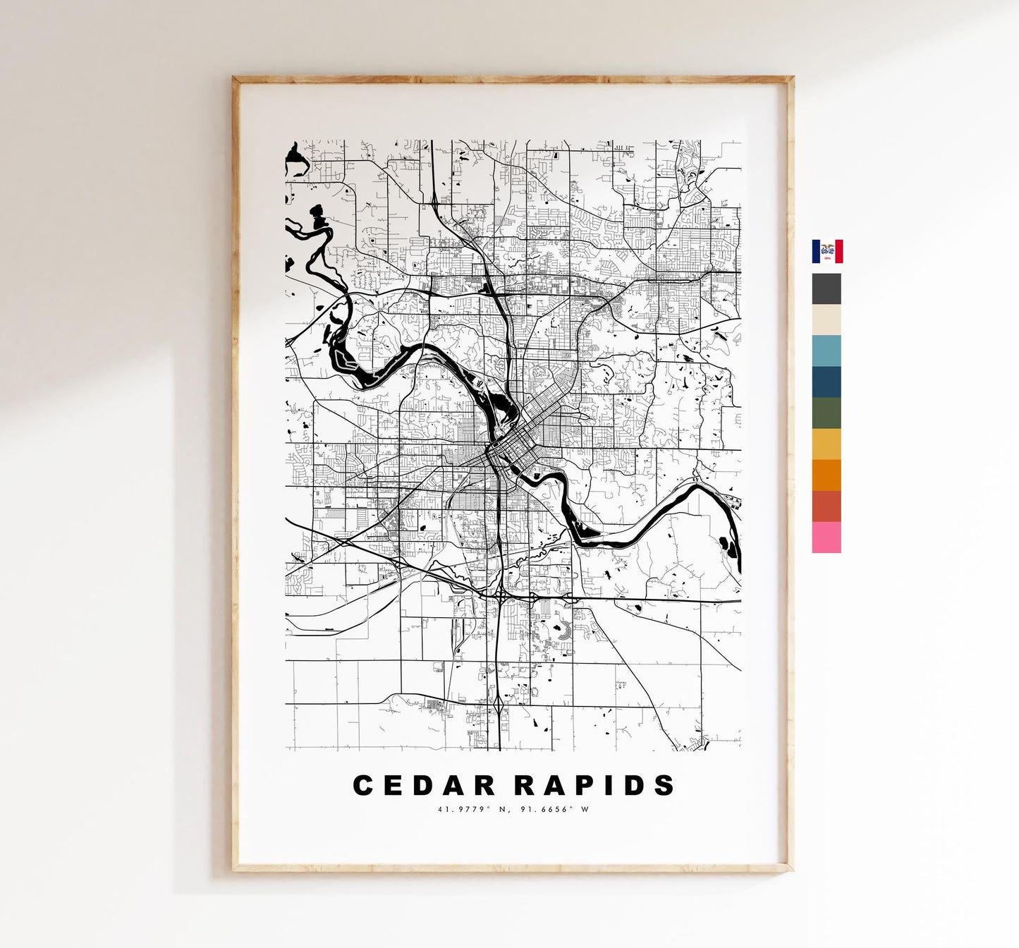 Cedar Rapids Map Print - City Map Poster - Map Art - USA City Maps - Cedar Rapids Print - Cedar Rapids Poster - Minimalist City Map - Iowa