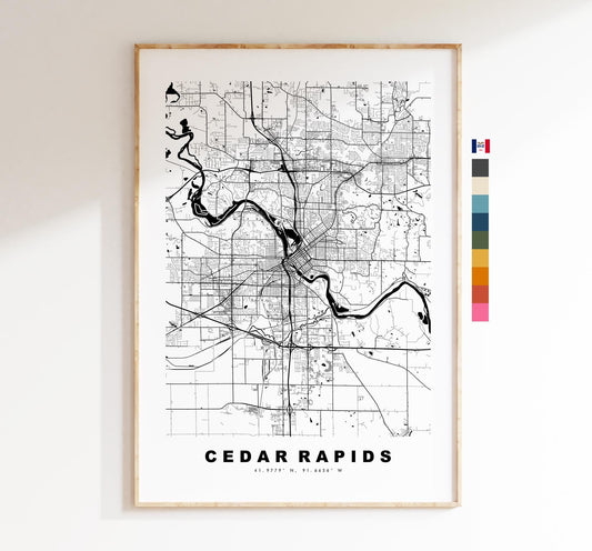 Cedar Rapids Map Print - City Map Poster - Map Art - USA City Maps - Cedar Rapids Print - Cedar Rapids Poster - Minimalist City Map - Iowa