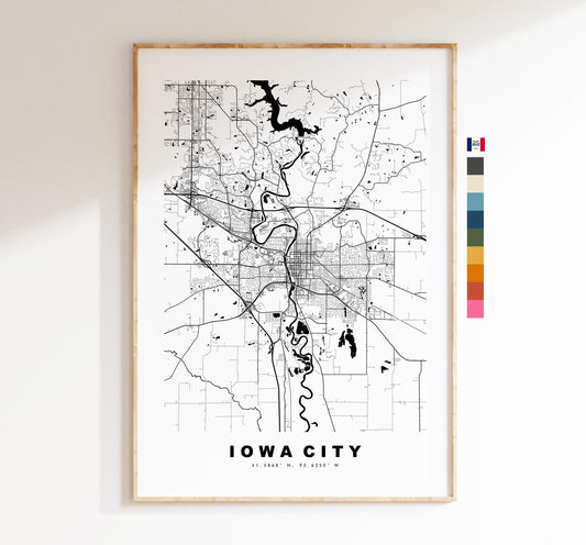 Iowa City Map Print - City Map Poster - Map Art - USA City Maps - Iowa City Print - Iowa City Poster - Minimalist City Map - Iowa