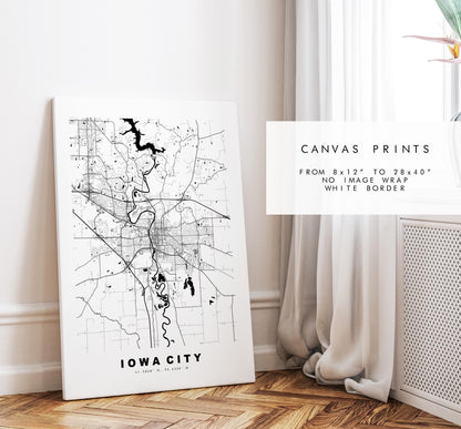 Iowa City Map Print - City Map Poster - Map Art - USA City Maps - Iowa City Print - Iowa City Poster - Minimalist City Map - Iowa