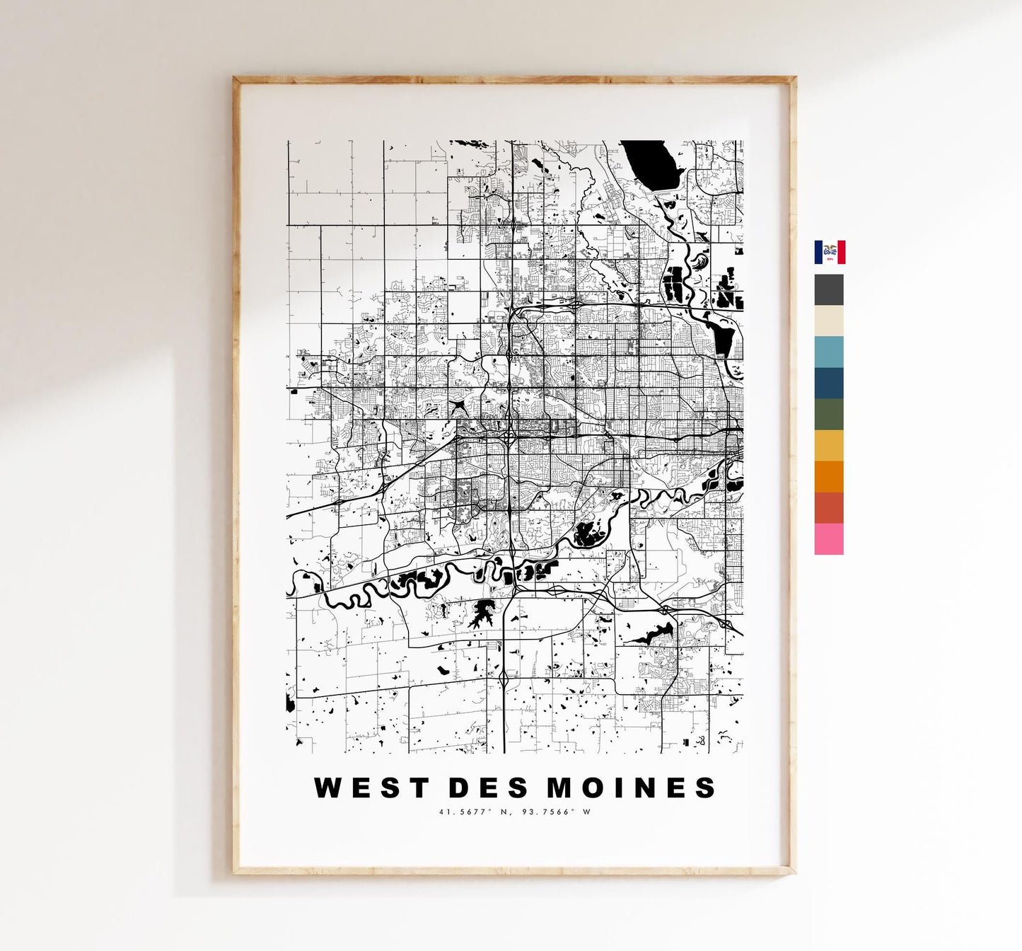 West Des Moines Map Print - City Map Poster - Map Art - USA City Maps - West Des Moines Print -  Poster - Minimalist City Map - Iowa