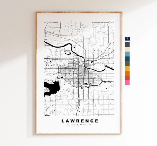 Lawrence Map Print (Kansas) - City Map Poster - Map Art - USA City Maps - Lawrence Print - Lawrence Poster - Minimalist City Map - Kansas