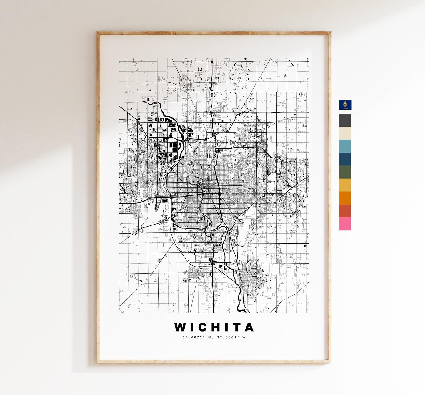 Wichita Map Print - City Map Poster - Map Art - USA City Maps - Wichita Print - Wichita Poster - Minimalist City Map - Kansas