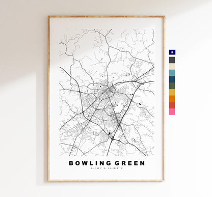 Bowling Green Map Print - City Map Poster - Map Art - USA City Maps - Bowling Green Print - Poster - Minimalist City Map - Kentucky