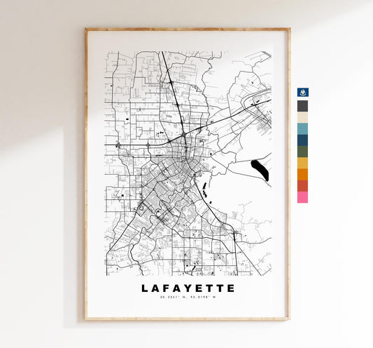 Lafayette Map Print (Louisiana) - City Map Poster - Map Art - USA City Maps - Lafayette Print - Poster - Minimalist City Map - Louisiana