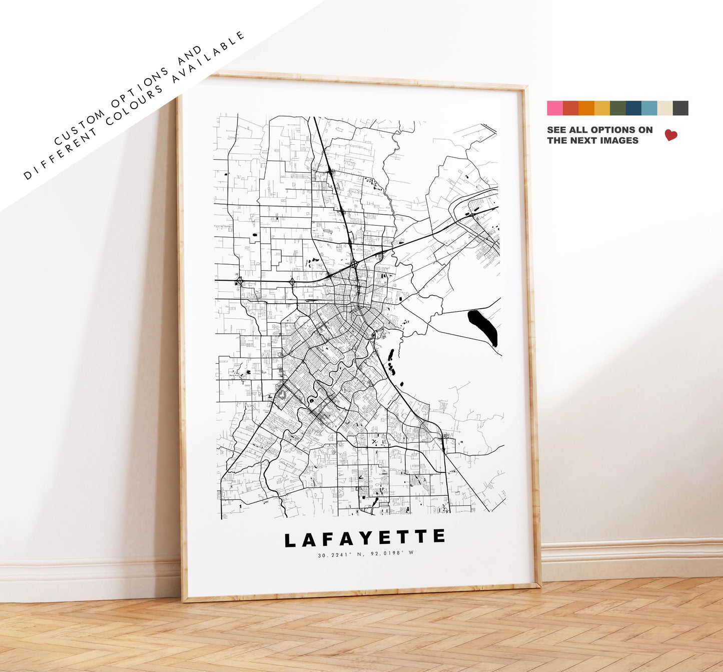 Lafayette Map Print (Louisiana) - City Map Poster - Map Art - USA City Maps - Lafayette Print - Poster - Minimalist City Map - Louisiana