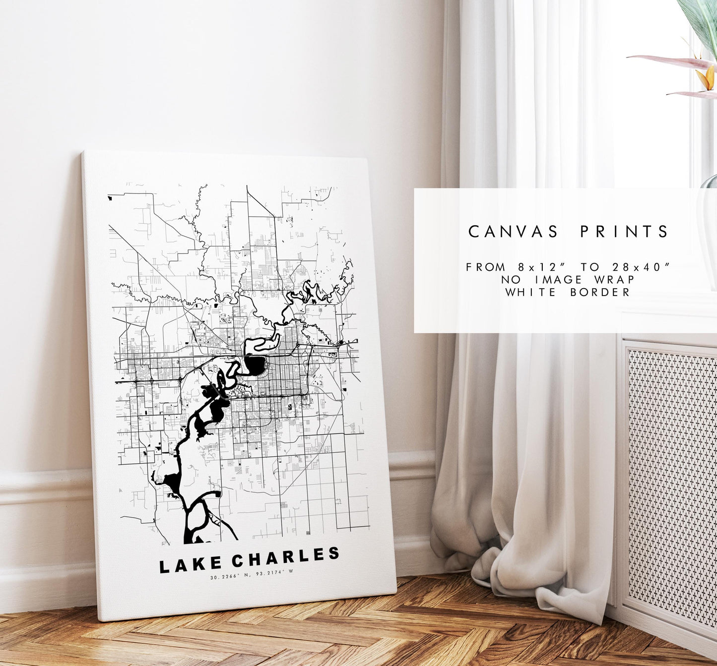 Lake Charles Map Print - City Map Poster - Map Art - USA City Maps - Lake Charles Print -  Poster - Minimalist City Map - Louisiana