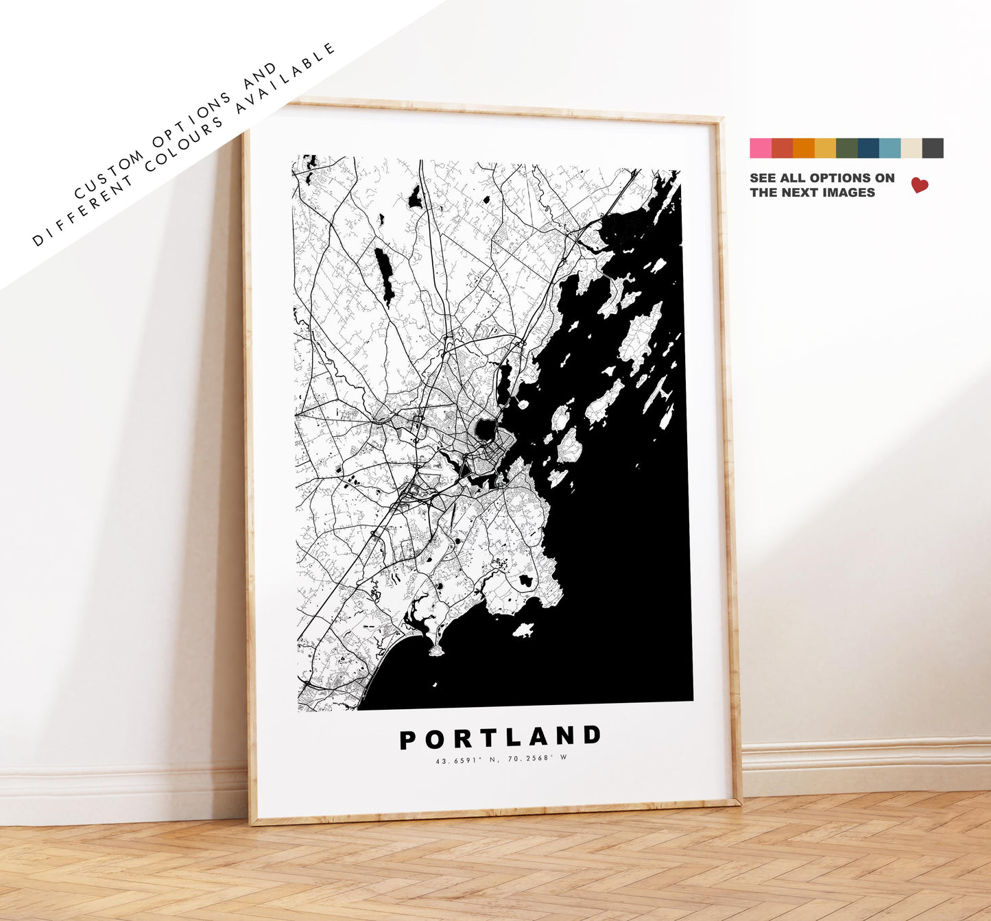 Portland Map Print (Maine) - City Map Poster - Map Art - USA City Maps - Portland Print - Portland Poster - Minimalist City Map - Maine