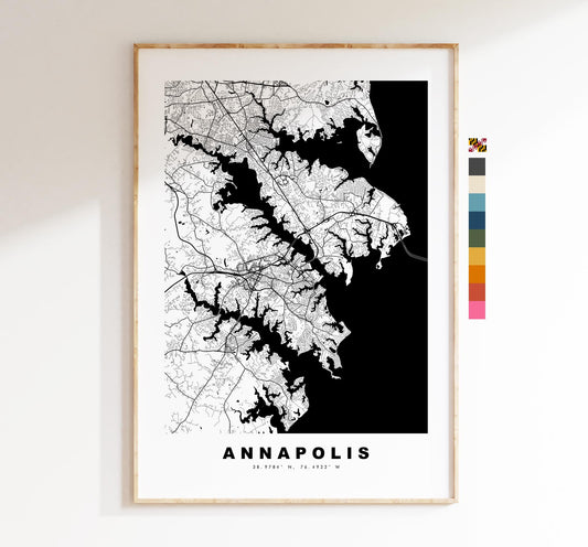 Annapolis Map Print - City Map Poster - Map Art - USA City Maps - Annapolis Print - Annapolis Poster - Minimalist City Map - Maryland