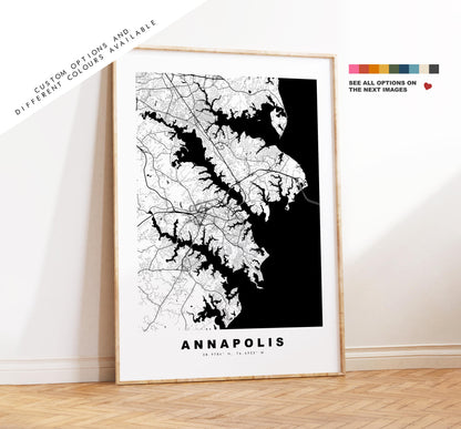 Annapolis Map Print - City Map Poster - Map Art - USA City Maps - Annapolis Print - Annapolis Poster - Minimalist City Map - Maryland