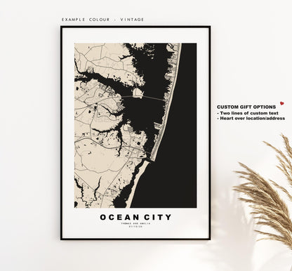 Ocean City Map Print - City Map Poster - Map Art - USA City Maps - Ocean City Print - Ocean City Poster - Minimalist City Map - Maryland