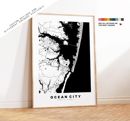 Ocean City Map Print - City Map Poster - Map Art - USA City Maps - Ocean City Print - Ocean City Poster - Minimalist City Map - Maryland