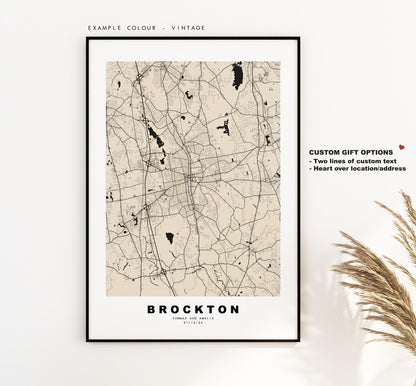 Brockton Map Print - City Map Poster - Map Art - USA City Maps - Brockton Print - Brockton Poster - Minimalist City Map - Massachusetts