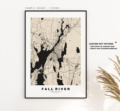 Fall River Map Print - City Map Poster - Map Art - USA City Maps - Fall River Print - Poster - Minimalist City Map - Massachusetts