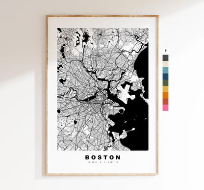 Boston Map Print - City Map Poster - Map Art - USA City Maps - Boston Print - Boston Poster - Minimalist City Map - Massachusetts