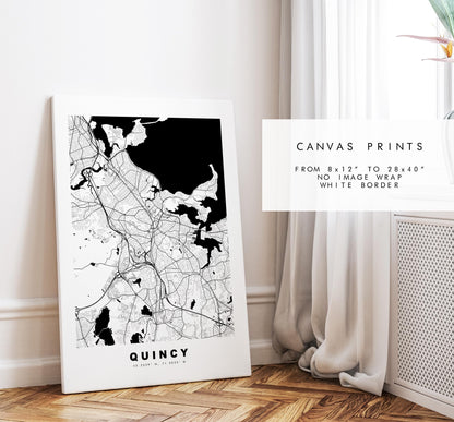 Quincy Map Print - City Map Poster - Map Art - USA City Maps - Quincy Print - Quincy Poster - Minimalist City Map - Massachusetts