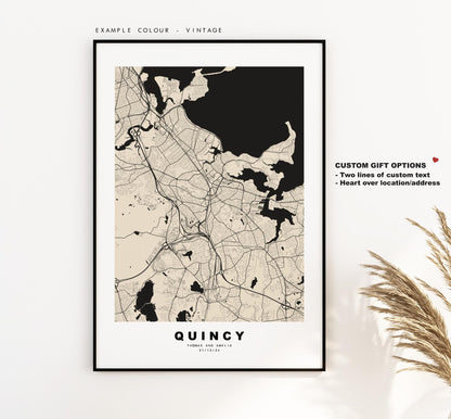 Quincy Map Print - City Map Poster - Map Art - USA City Maps - Quincy Print - Quincy Poster - Minimalist City Map - Massachusetts