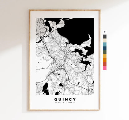 Quincy Map Print - City Map Poster - Map Art - USA City Maps - Quincy Print - Quincy Poster - Minimalist City Map - Massachusetts