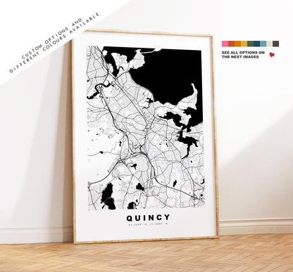 Quincy Map Print - City Map Poster - Map Art - USA City Maps - Quincy Print - Quincy Poster - Minimalist City Map - Massachusetts