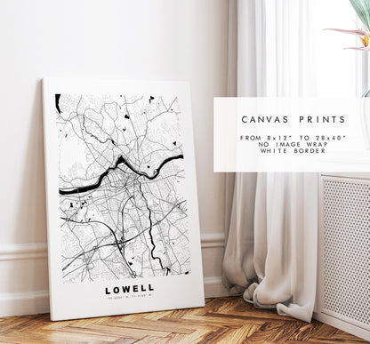 Lowell Map Print - City Map Poster - Map Art - USA City Maps - Lowell Print - Lowell Poster - Minimalist City Map - Massachusetts