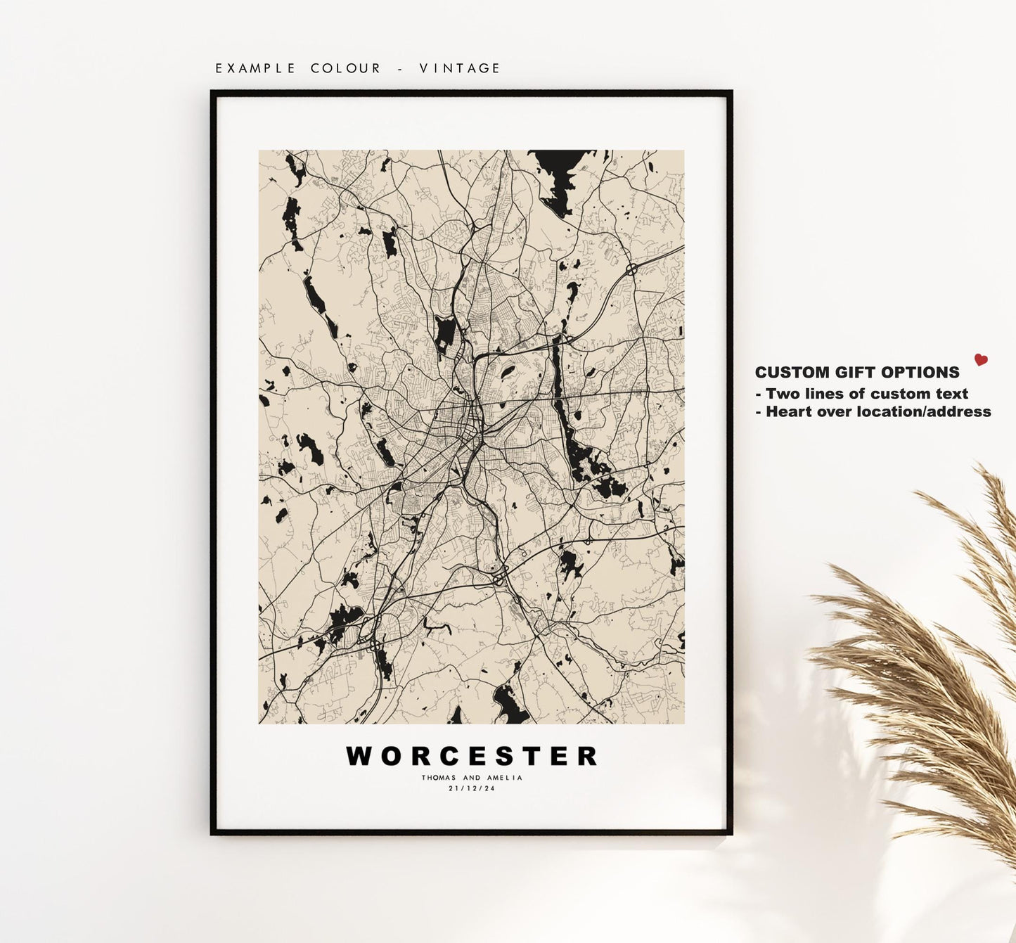 Worcester Map Print (Massachusetts) - City Map Poster - Map Art - USA City Maps - Print - Poster - Minimalist City Map - Massachusetts