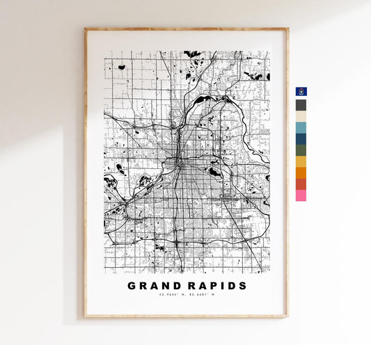 Grand Rapids Map Print - City Map Poster - Map Art - USA City Maps - Grand Rapids Print - Poster - Minimalist City Map - Michigan