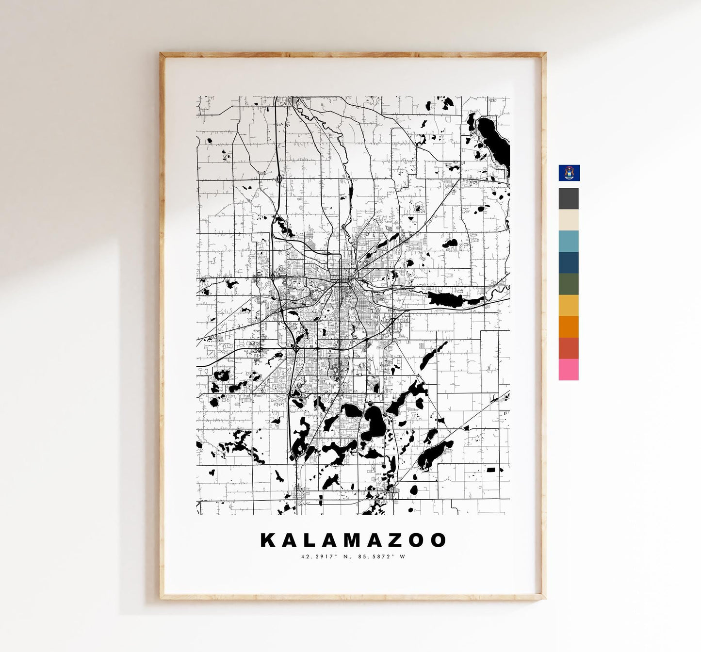 Kalamazoo Map Print - City Map Poster - Map Art - USA City Maps - Kalamazoo Print - Kalamazoo Poster - Minimalist City Map - Michigan