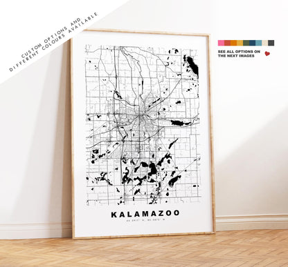 Kalamazoo Map Print - City Map Poster - Map Art - USA City Maps - Kalamazoo Print - Kalamazoo Poster - Minimalist City Map - Michigan