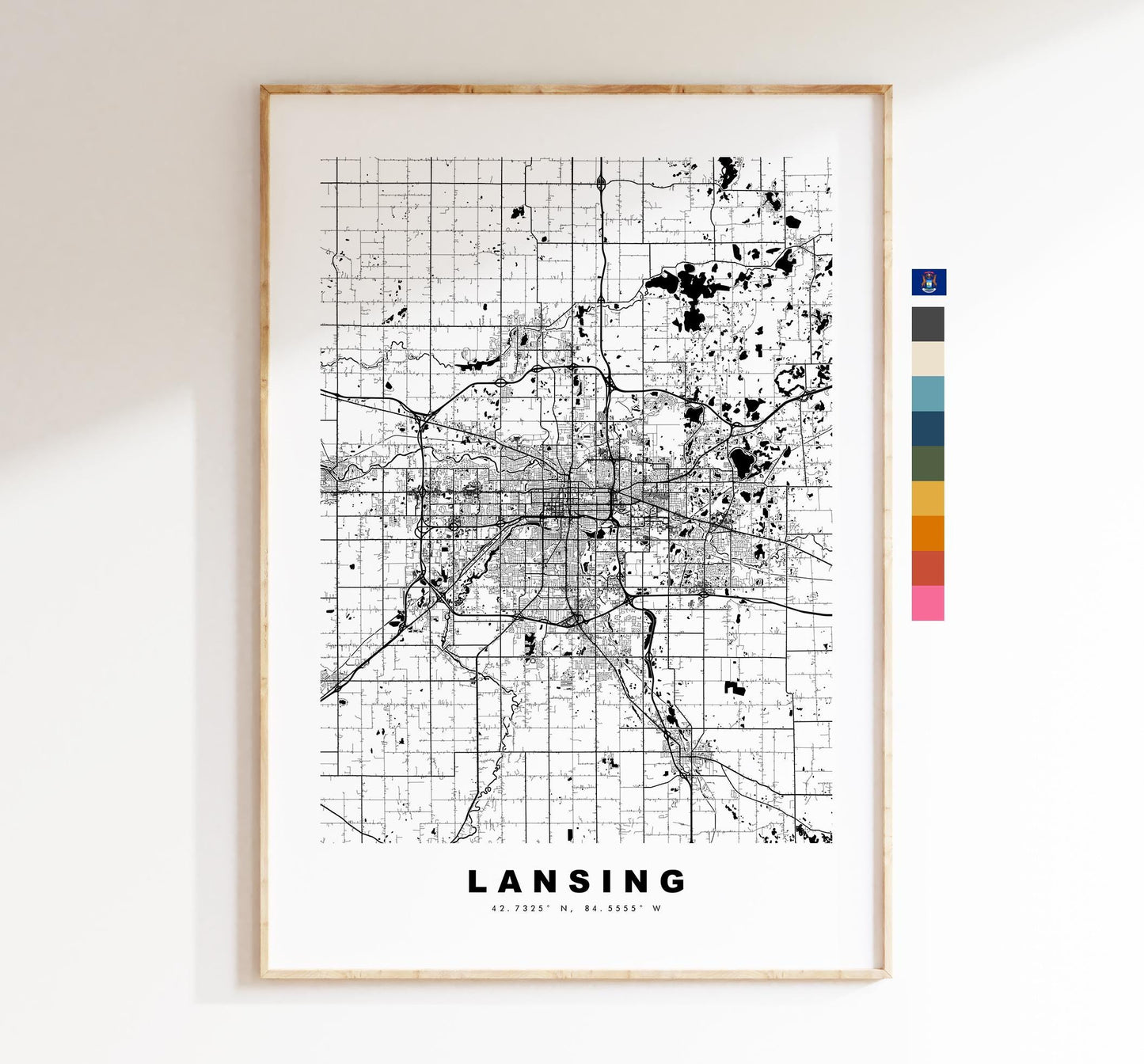 Lansing Map Print - City Map Poster - Map Art - USA City Maps - Lansing Print - Lansing Poster - Minimalist City Map - Michigan