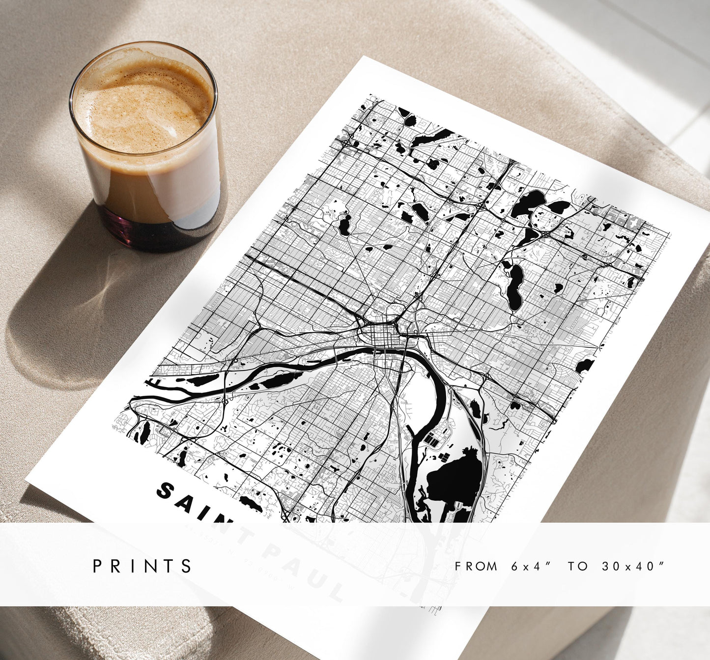 Saint Paul Map Print - City Map Poster - Map Art - USA City Maps - St Paul Print - St Paul Poster - Minimalist City Map - Minnesota