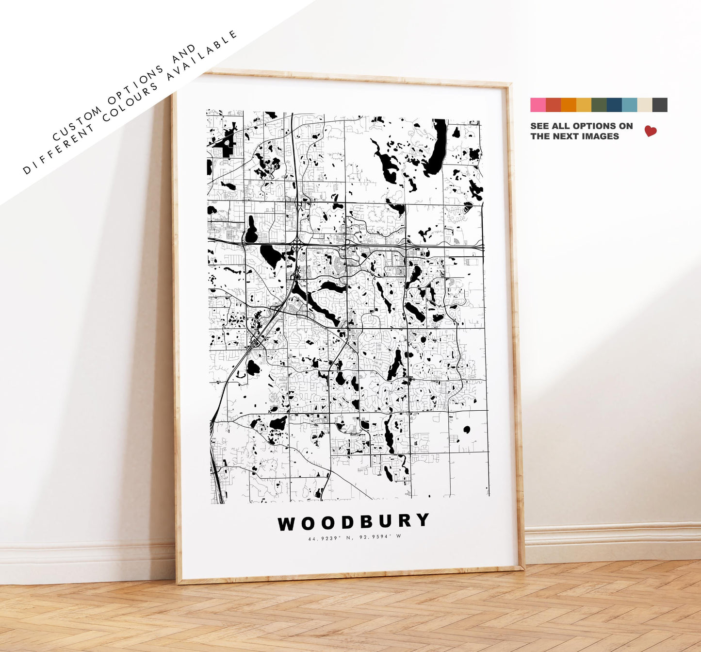 Woodbury Map Print - City Map Poster - Map Art - USA City Maps - Woodbury Print - Woodbury Poster - Minimalist City Map - Minnesota