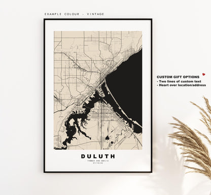 Duluth Map Print - City Map Poster - Map Art - USA City Maps - Duluth Print - Duluth Poster - Minimalist City Map - Minnesota