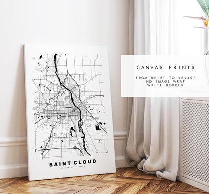 St Cloud Map Print - City Map Poster - Map Art - USA City Maps - Saint Cloud Print - St Cloud Poster - Minimalist City Map - Minnesota