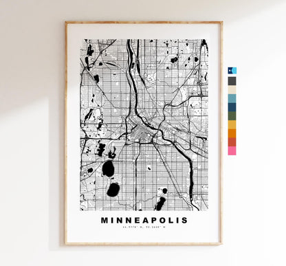 Minneapolis Map Print - City Map Poster - Map Art - USA City Maps - Minneapolis Print - Minneapolis Poster - Minimalist City Map - Minnesota