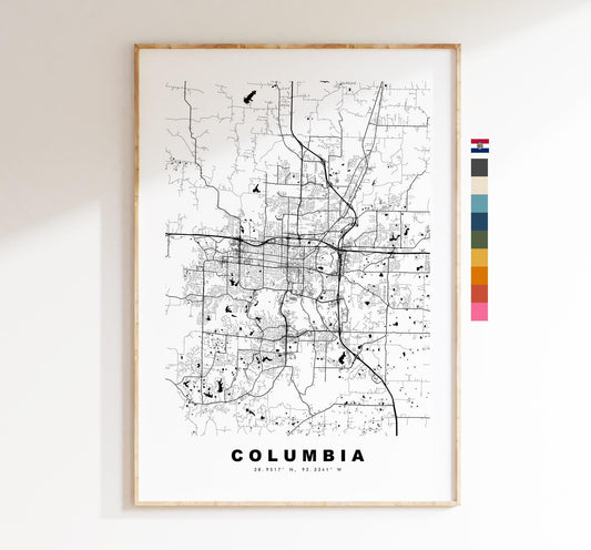 Columbia Map Print (Missouri) - City Map Poster - Map Art - USA City Maps - Columbia Print - Poster - Minimalist City Map - Missouri