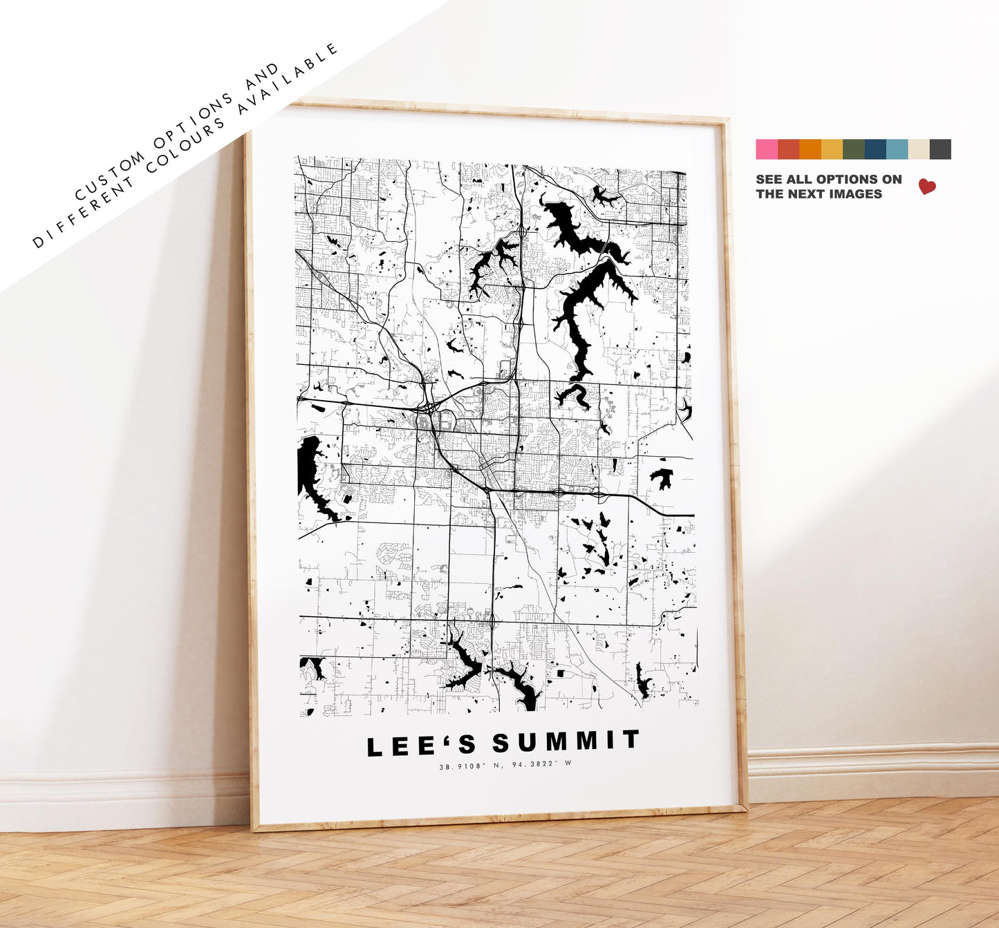 Lee's Summit Map Print - City Map Poster - Map Art - USA City Maps - Lee's Summit Print - Poster - Minimalist City Map - Missouri