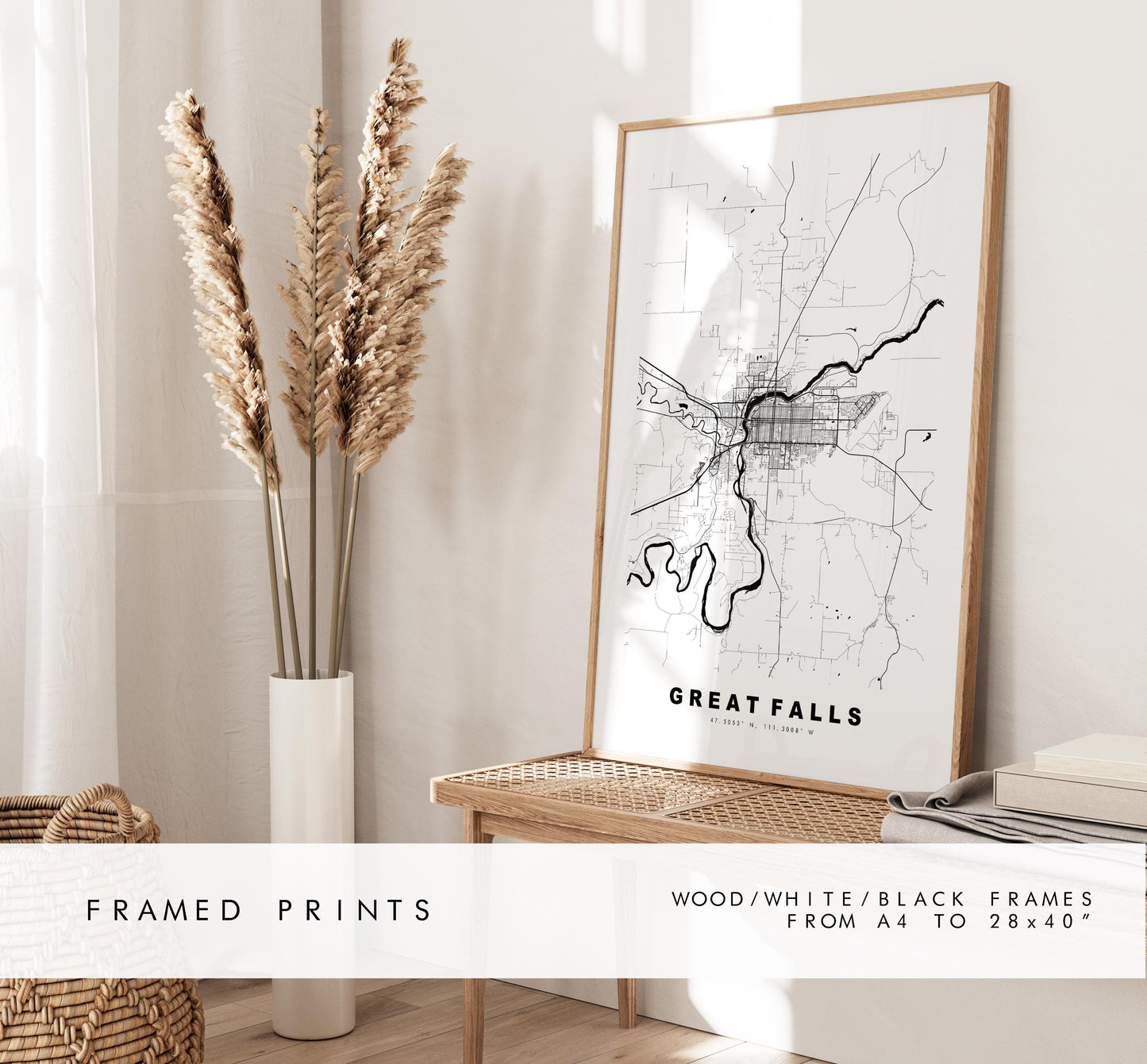 Great Falls Map Print - City Map Poster - Map Art - USA City Maps - Great Falls Print - Great Falls Poster - Minimalist City Map - Montana