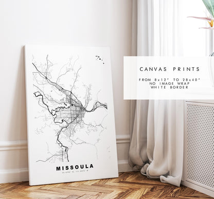 Missoula Map Print - City Map Poster - Map Art - USA City Maps - Missoula Print - Missoula Poster - Minimalist City Map - Montana