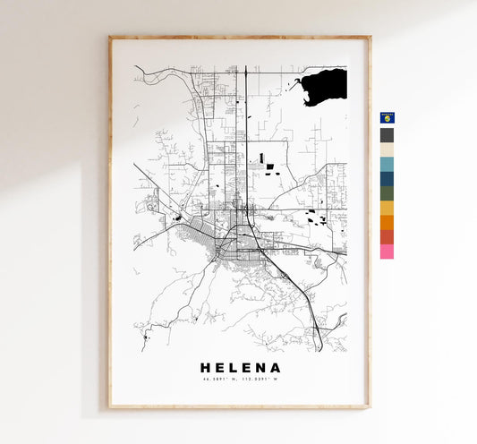 Helena Map Print - City Map Poster - Map Art - USA City Maps - Helena Print - Helena Poster - Minimalist City Map - Montana