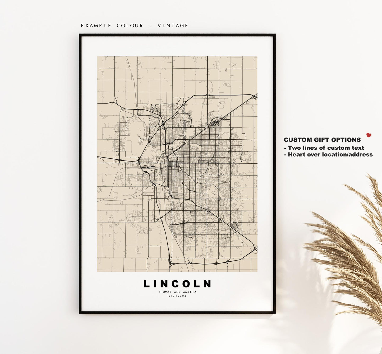 Lincoln Map Print (Nebraska) - City Map Poster - Map Art - USA City Maps - Lincoln Print - Lincoln Poster - Minimalist City Map - Nebraska