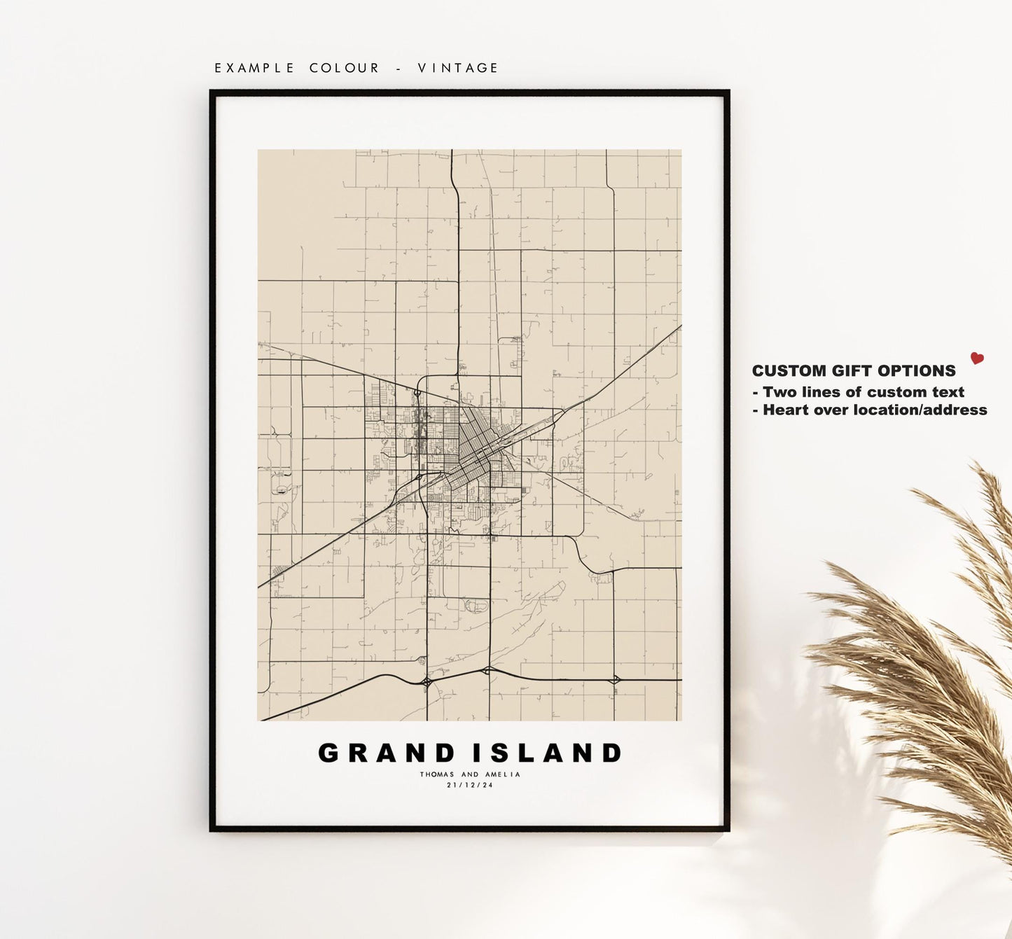 Grand Island Map Print - City Map Poster - Map Art - USA City Maps - Grand Island Print - Poster - Minimalist City Map - Nebraska