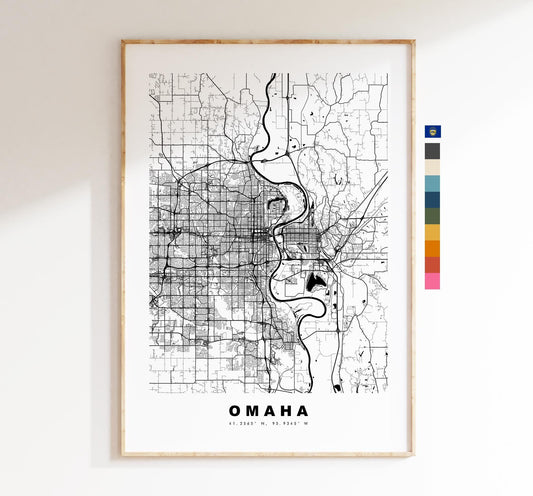 Omaha Map Print - City Map Poster - Map Art - USA City Maps - Omaha Print - Omaha Poster - Minimalist City Map - Nebraska