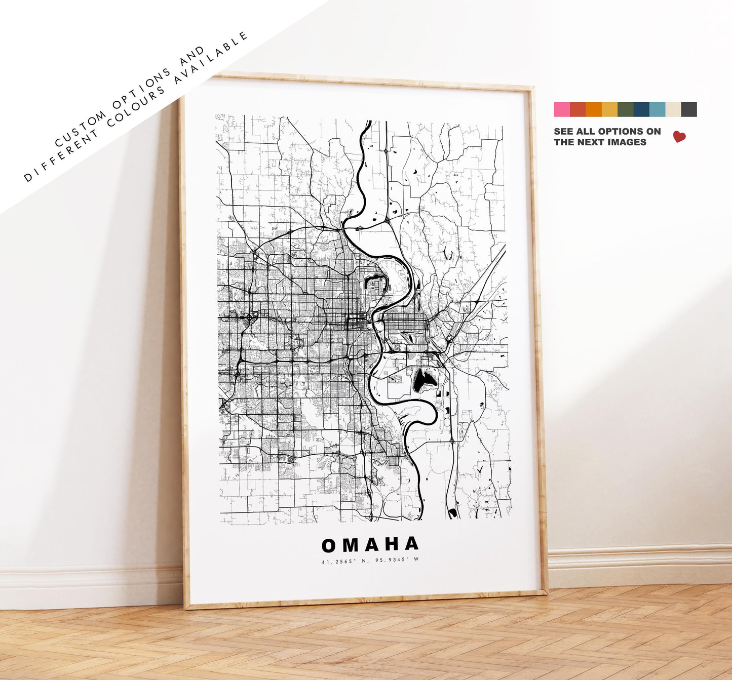 Omaha Map Print - City Map Poster - Map Art - USA City Maps - Omaha Print - Omaha Poster - Minimalist City Map - Nebraska