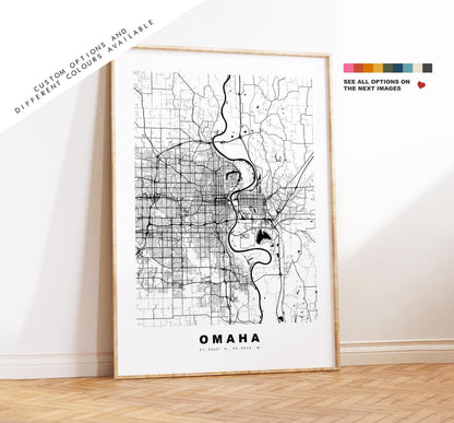 Omaha Map Print - City Map Poster - Map Art - USA City Maps - Omaha Print - Omaha Poster - Minimalist City Map - Nebraska