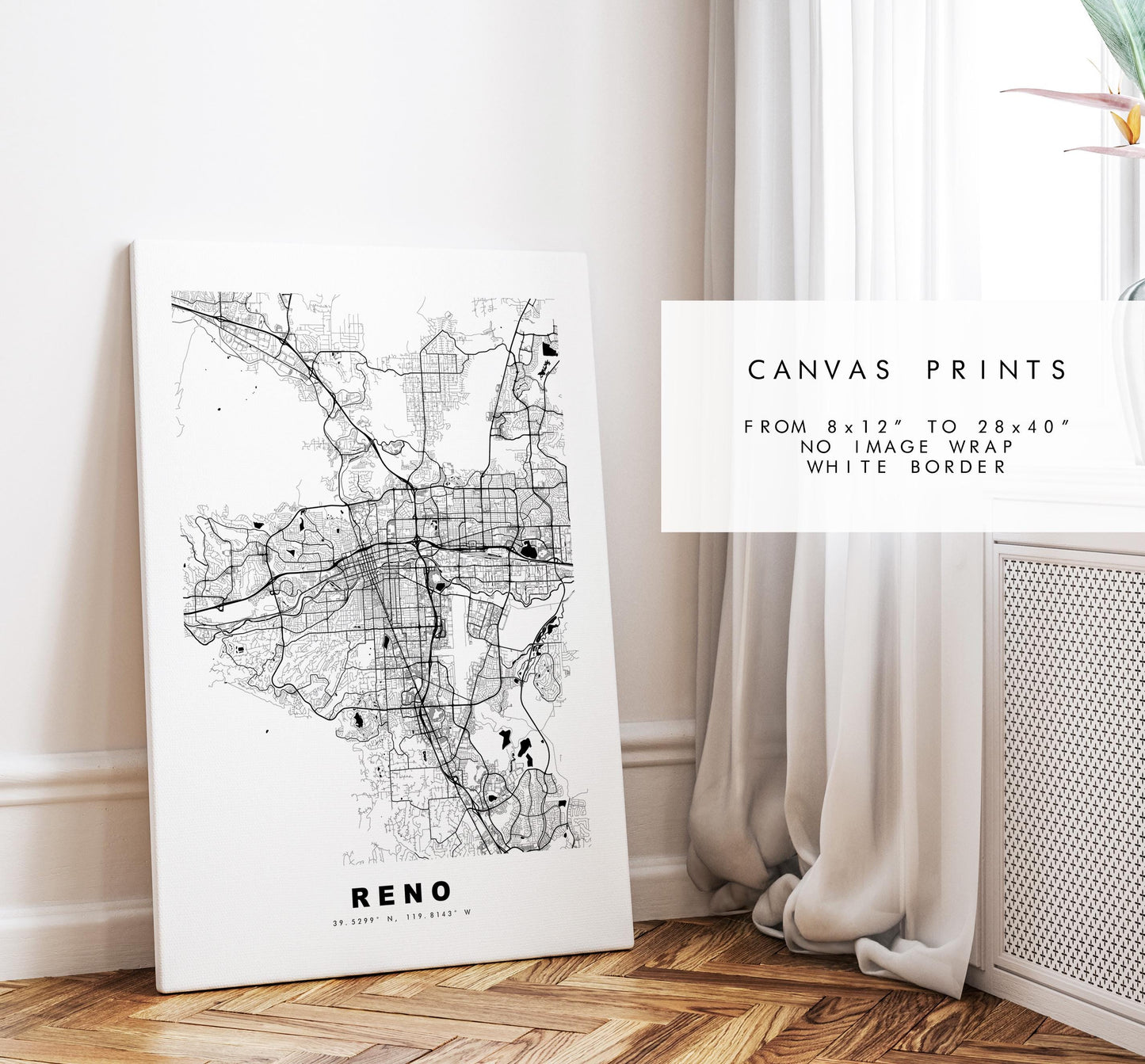 Reno Map Print - City Map Poster - Map Art - USA City Maps - Reno Print - Reno Poster - Minimalist City Map - Nevada